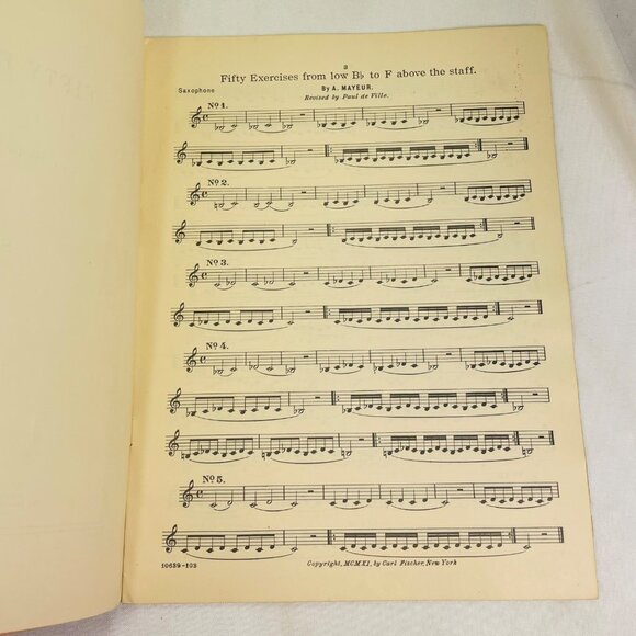Fifty Exercises For Saxophone From Low Bb To F Above The Staff By A. Mayeur Vint - Picture 5 of 6